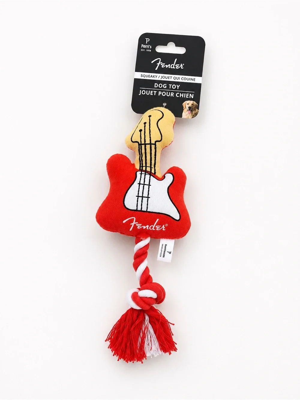Fender Red and Black Plush Guitar & Heart Dog Toy Set